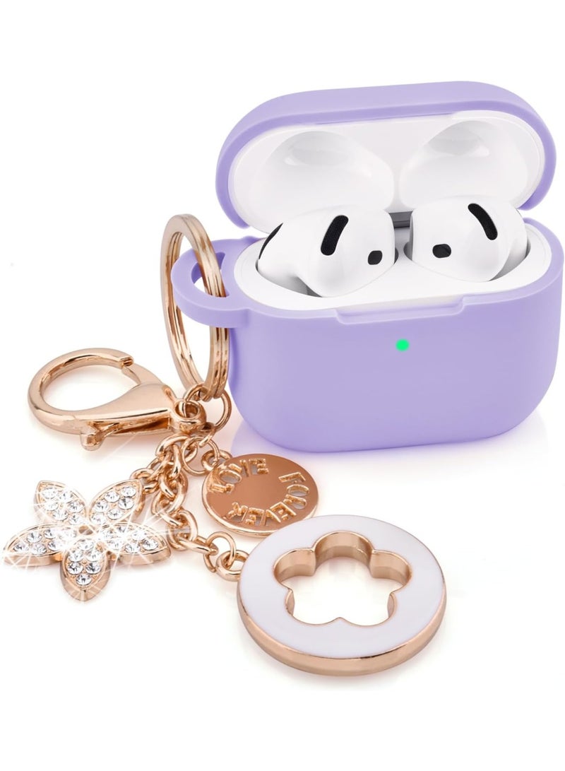 جراب لسماعات أبل إيربودز 4 - جرابات إيربودز 4 لعام 2024، غطاء سيليكون مضاد للسقوط للنساء، جرابات شحن لاسلكية لسماعات إيربودز 4، سلسلة مفاتيح لامعة للبنات لسماعات إيربودز آيبودز من الجيل الرابع - Image 1